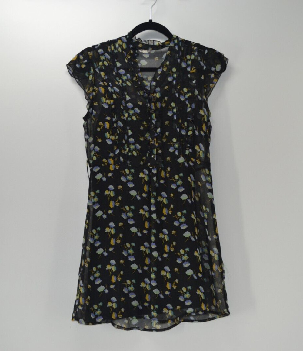 Heritage 1981 Women' Navy blue Dress Floral sleeveless v-neck Size Small Made